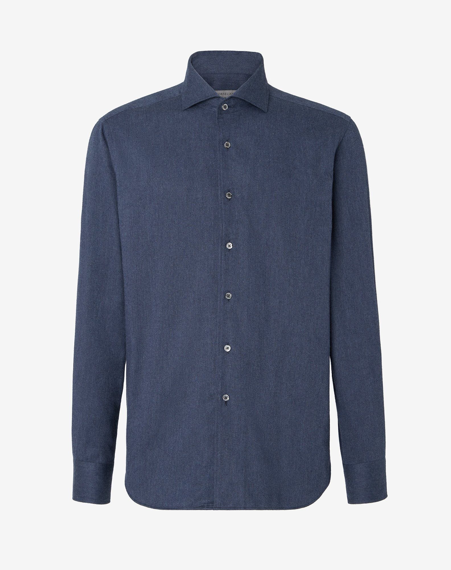 Shirt blu navy in flanella di cotone