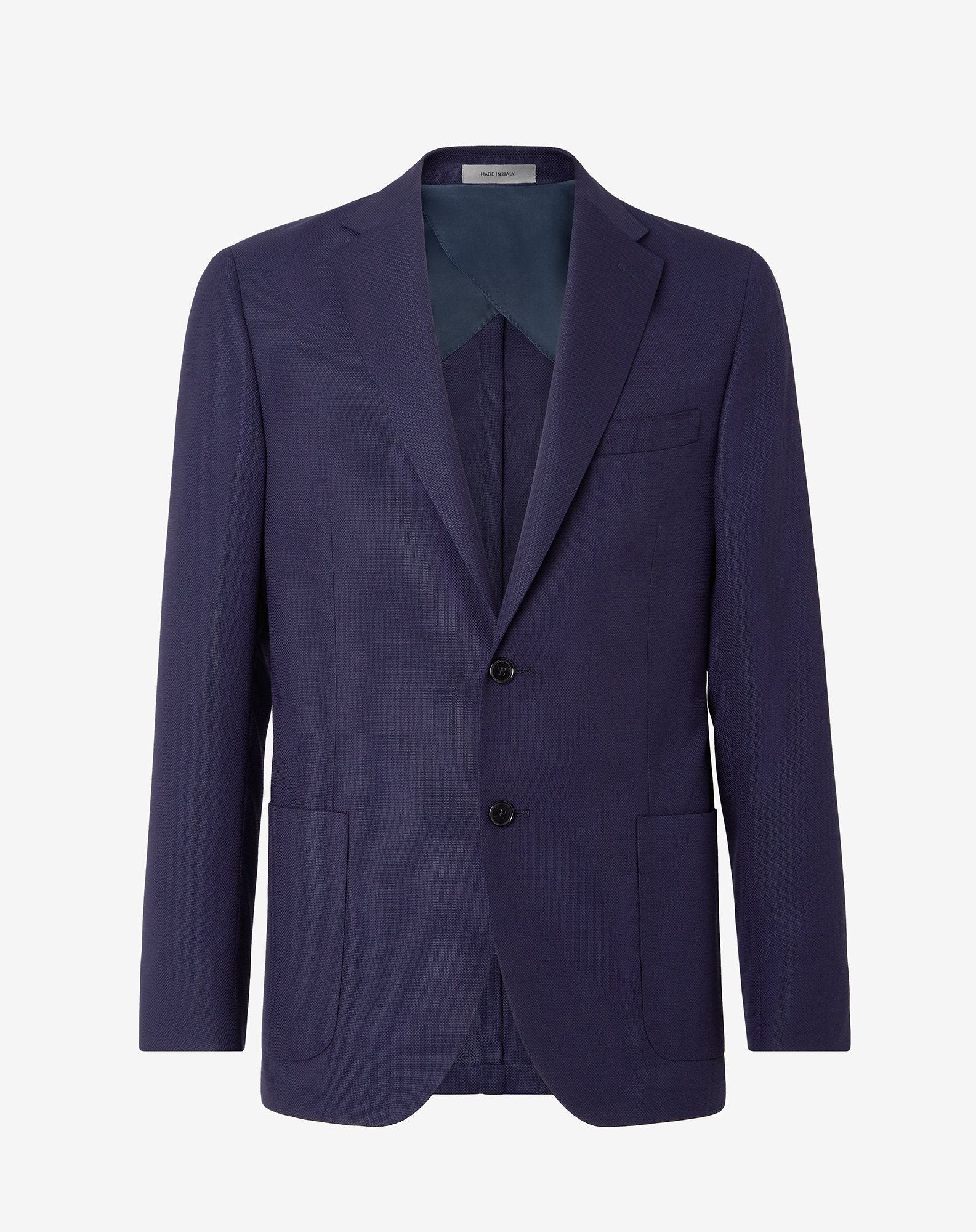 Jacket due bottoni blu in lana