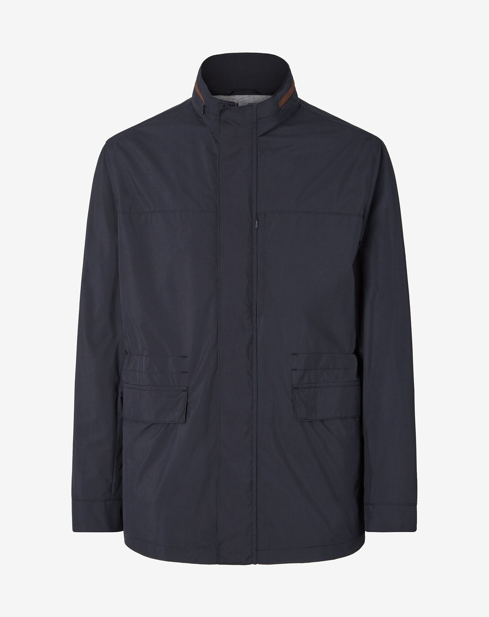 Caban blu in tessuto idrorepellente
