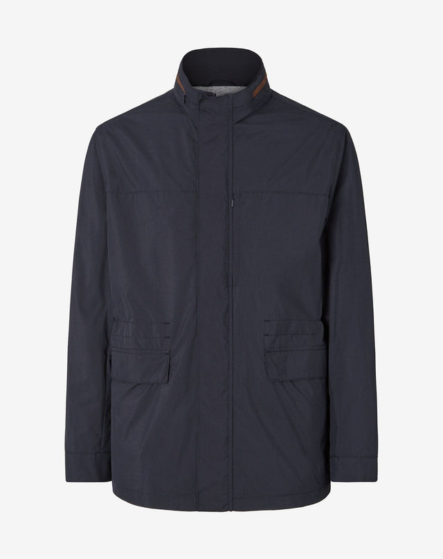 Caban blu in tessuto idrorepellente