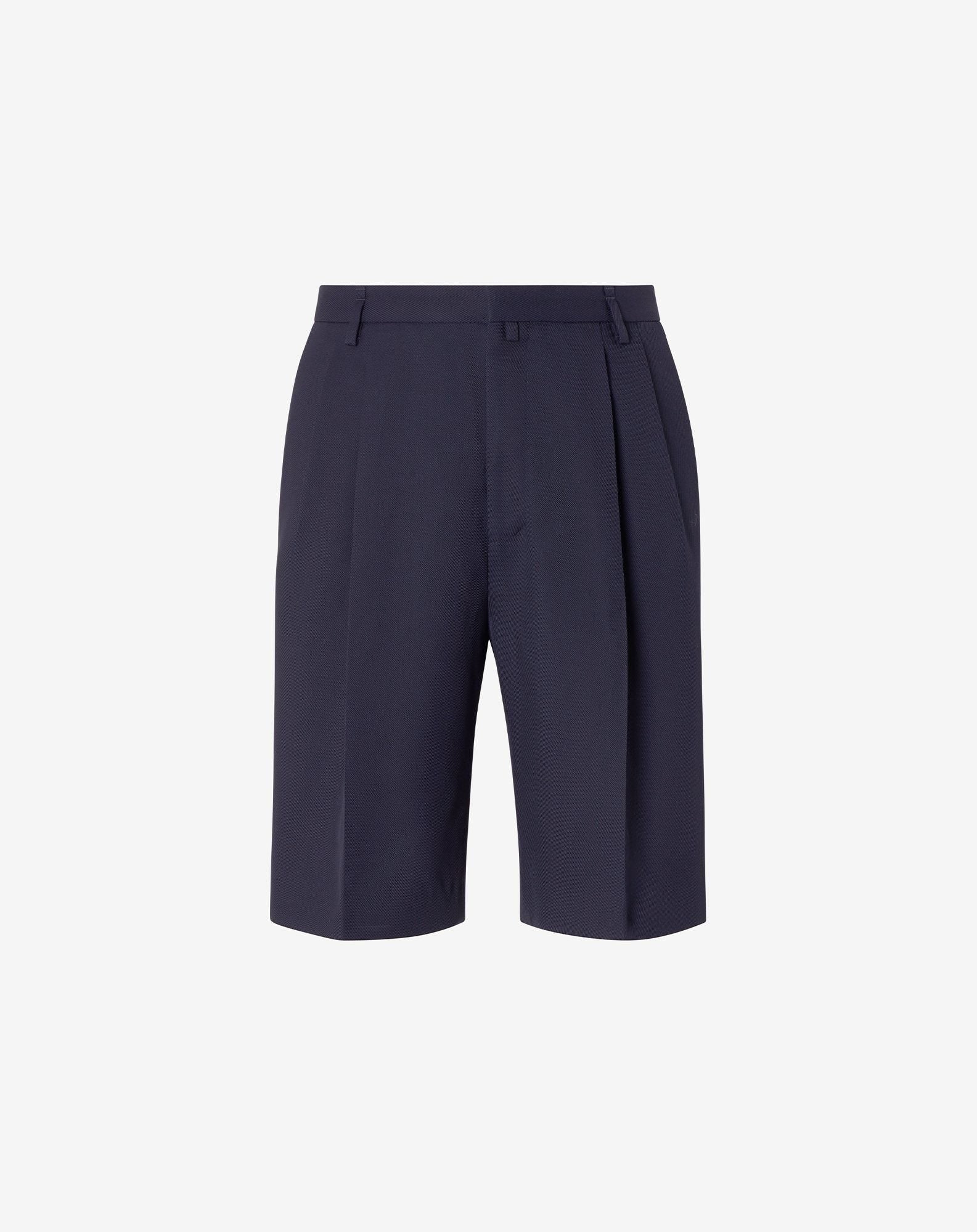 Bermuda blu navy due pince in pura lana