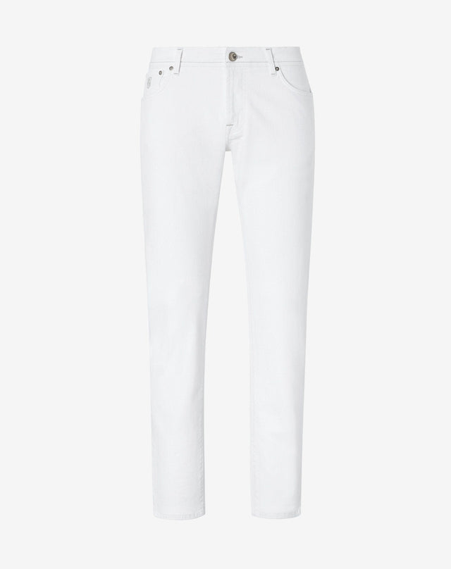 Jeans 5 bag bianco in denim stretch
