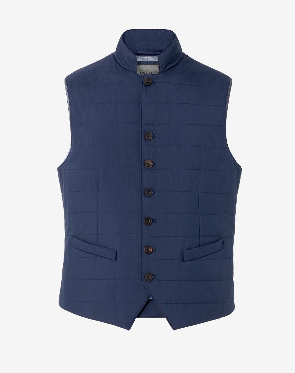 Gilet imbottito in nylon soft touch blu navy
