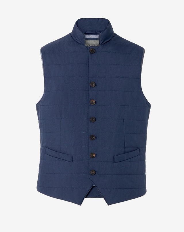 Gilet imbottito in nylon soft touch blu navy