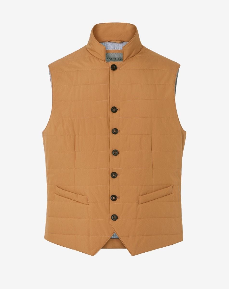 Gilet imbottito in nylon soft touch beige