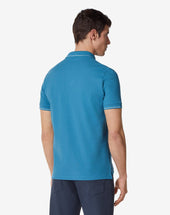 Polo Corta Azzurra In Piquet Di Cotone