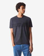 T Shirt Girocollo Navy In Cotone Con Logo