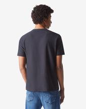 T Shirt Girocollo Navy In Cotone Con Logo