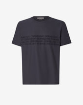 T Shirt Girocollo Navy In Cotone Con Logo