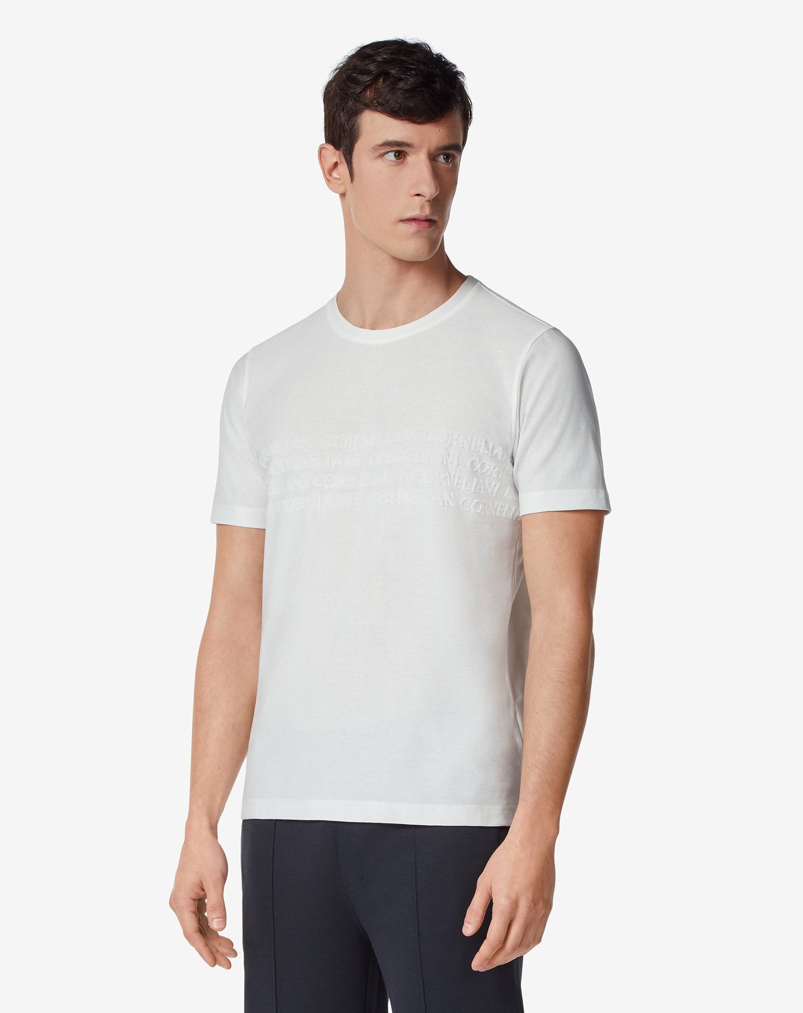 T Shirt Girocollo Bianca In Cotone Con Logo