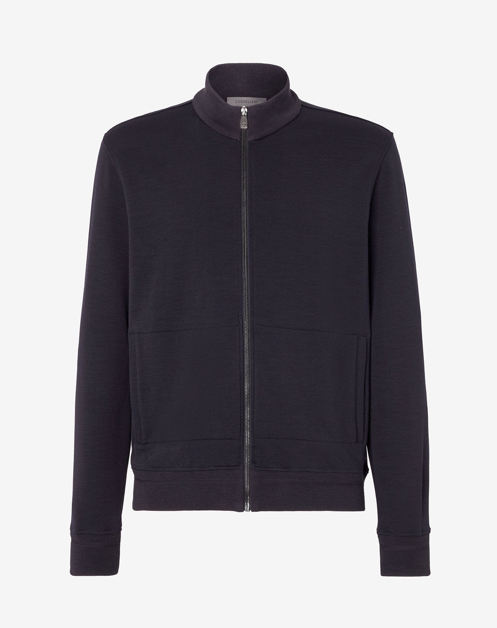 Sweater Full Zip Navy In Merino