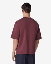T Shirt Girocollo Bordeaux In Cotone Bio
