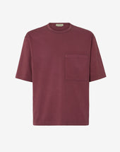 T Shirt Girocollo Bordeaux In Cotone Bio