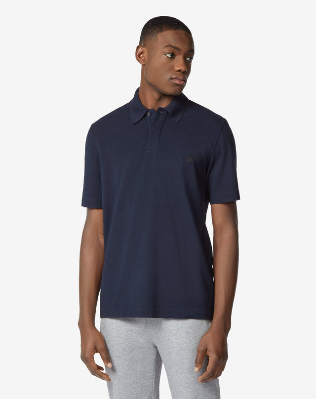 Polo blu navy in piquet di cotone sostenibile