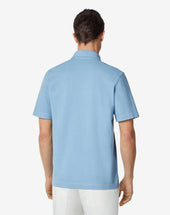 Polo Azzurra In Piquet Di Cotone Sostenibile