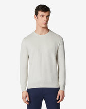 Sweater Girocollo Chiaro In Cotone Pima