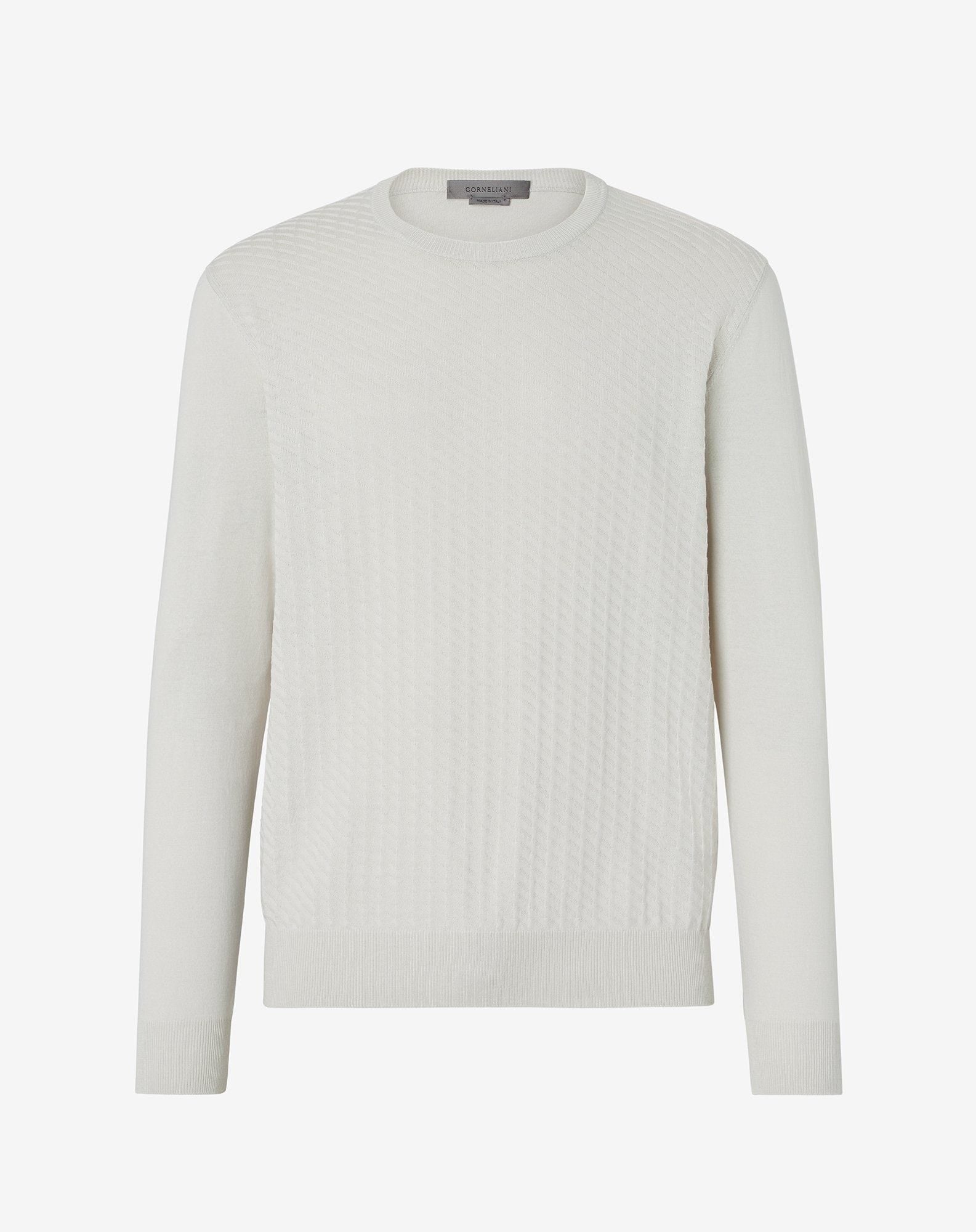 Sweater Girocollo Chiaro In Cotone Pima