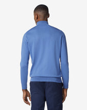 Sweater Full Zip Azzurra In Cotone