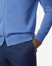 Sweater Full Zip Azzurra In Cotone