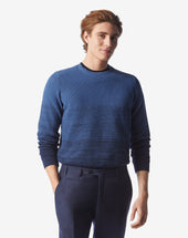 Sweater Girocollo A Treccia In Cotone
