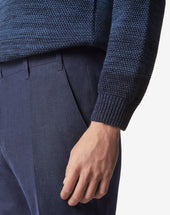 Sweater Girocollo A Treccia In Cotone