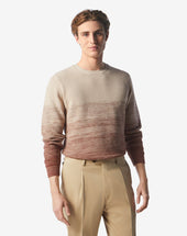 Sweater Girocollo A Treccia In Cotone