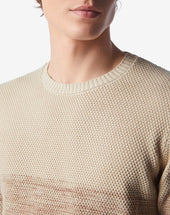 Sweater Girocollo A Treccia In Cotone