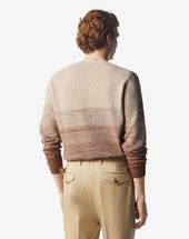 Sweater Girocollo A Treccia In Cotone