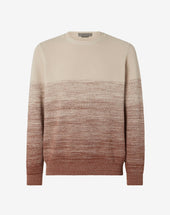 Sweater girocollo beige a treccia in cotone