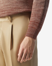 Sweater Girocollo A Treccia In Cotone