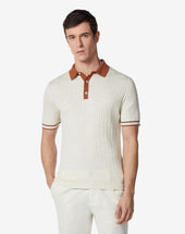 Polo Maniche Corte Beige In Cotone E Seta