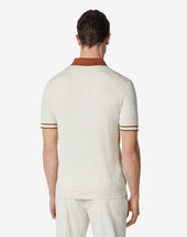 Polo Maniche Corte Beige In Cotone E Seta