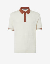 Polo Maniche Corte Beige In Cotone E Seta