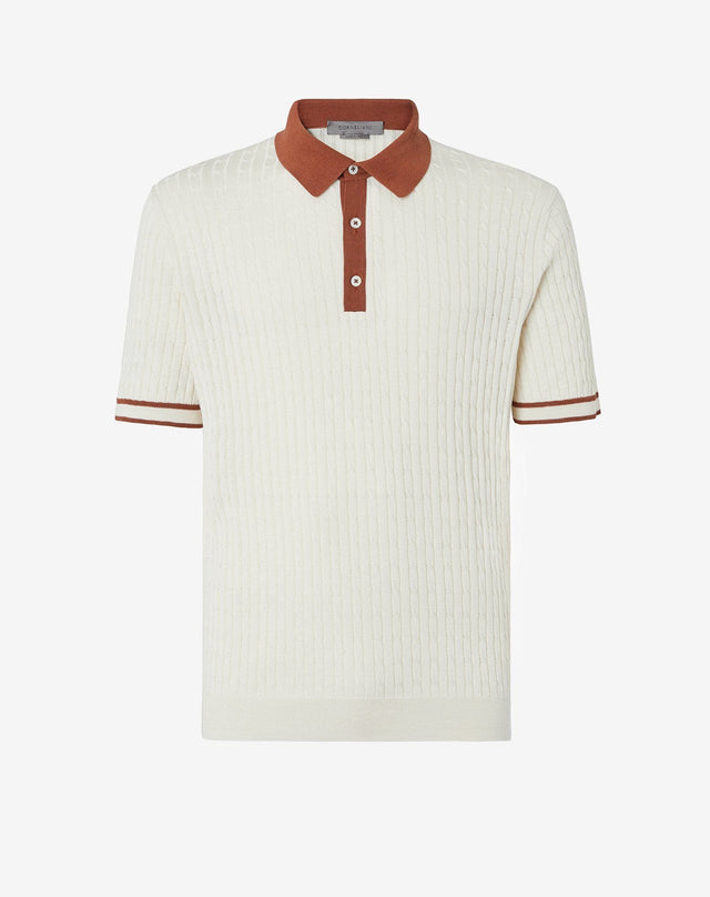 Polo Maniche Corte Beige In Cotone E Seta