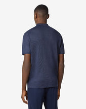 Polo Maniche Corte Blu In Lino
