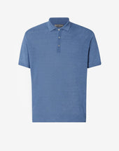 Polo Maniche Corte Blu In Lino
