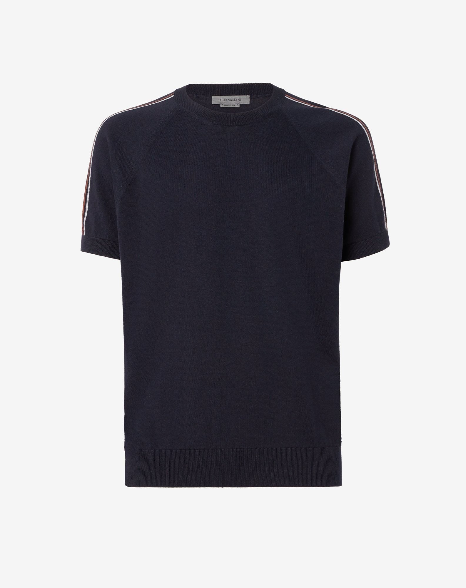 Sweater Girocollo Blu In Cotone E Cashmere