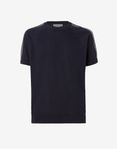 Sweater Girocollo Blu In Cotone E Cashmere