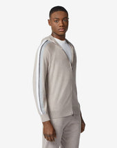 Felpa Full Zip Beige In Cotone E Cashmere