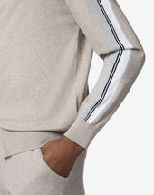 Felpa Full Zip Beige In Cotone E Cashmere