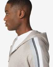 Felpa Full Zip Beige In Cotone E Cashmere