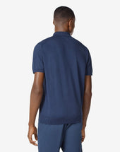 Polo Zip Maniche Corte Blu In Cotone
