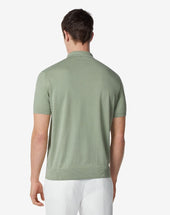 Polo Zip Maniche Corte Verde In Cotone