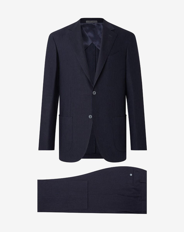 Suit blu scuro in lino e lana