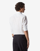Shirt Bianco Ottico In Cotone E Lino