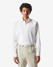 Shirt Bianco Ottico In Cotone Nido D Ape