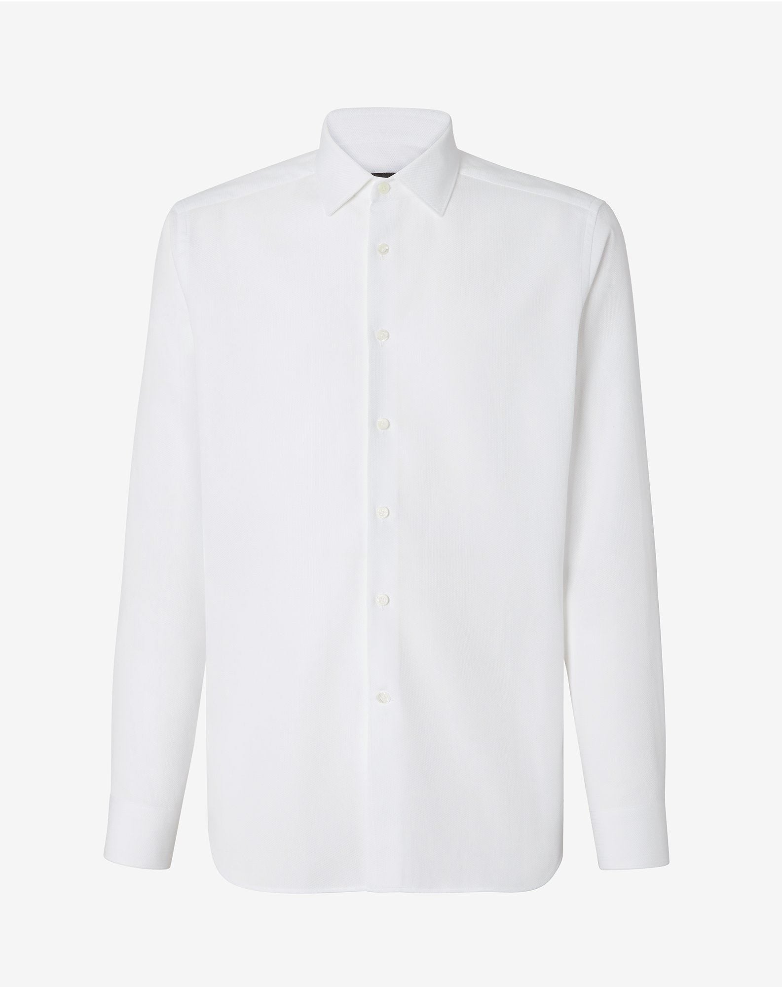 Shirt Bianco Ottico In Cotone Nido D Ape