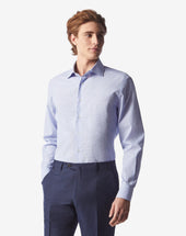Shirt Micro Check Azzurra In Cotone