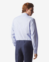 Shirt Micro Check Azzurra In Cotone