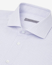Shirt Microcheck Blu In Cotone